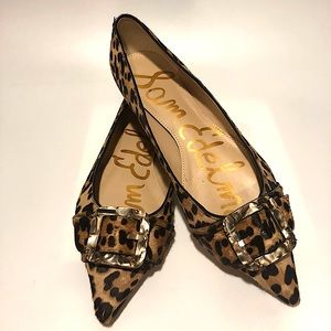 Sam Edelman Leopard real fur pointed flat 8.5